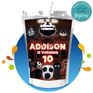 Doors scary game Capri Sun Birthday Labels Digital File Printable Instant Download