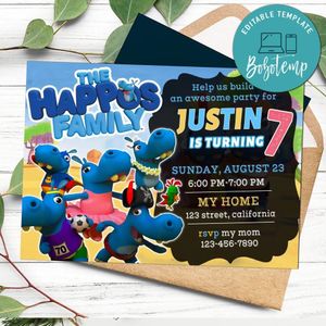 The happos family Birthday Flyer Customizable Template to Print at Home Instant Download