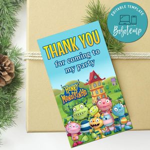 Henry Hugglemonster Thank You Tag Customizable Template To Print At Home Instant Download