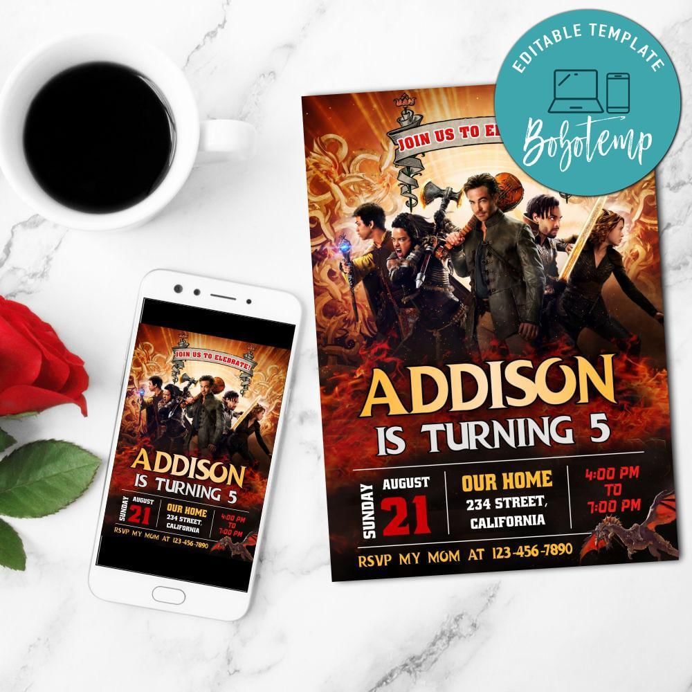 Dungeons And Dragons Mobile Invite Customizable Template Instant Download
