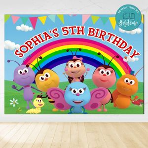 Bichikids Birthday Backdrop Digital File Template Instant Download