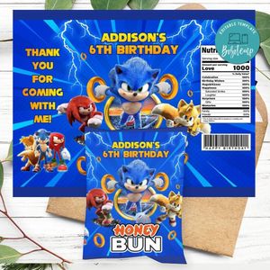 Sonic Honeybun Snack Bag Digital File Printable Instant Download
