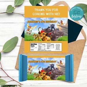 The Lion Guard Candy Bar Label Customizable Template Instant Download