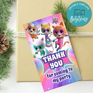 Super Kitties Thank You Tag Customizable Template To Print At Home Instant Download