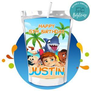 Sharkdog Capri Sun Birthday Labels Digital File Printable Instant Download