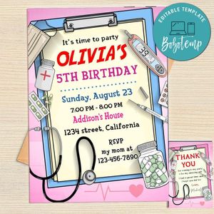 Nursing Invitation Template Free Thank You Card Printable