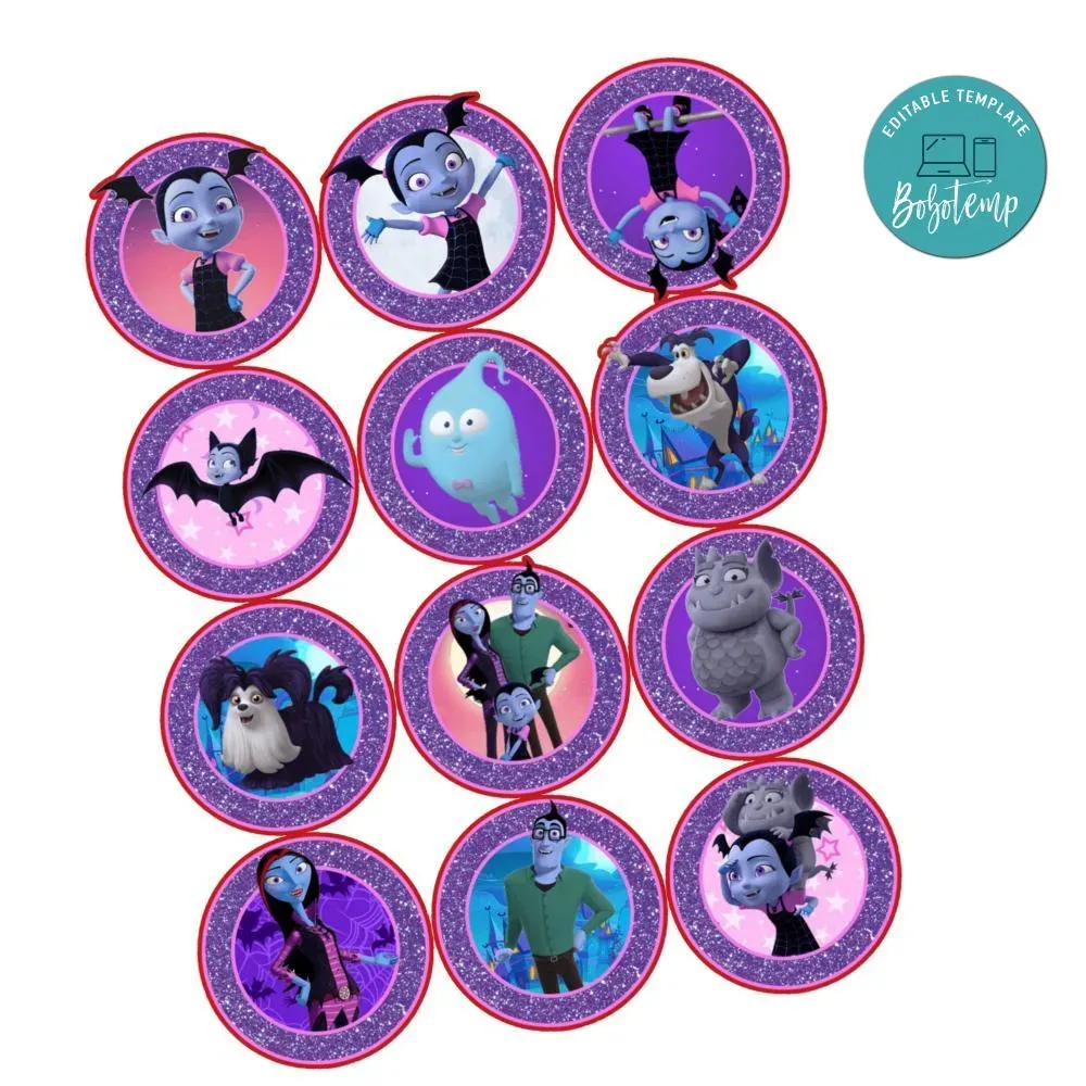Vampirina Cupcake Toppers Template Printable Instant Download | Bobotemp