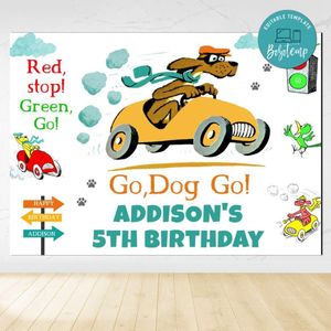 Go dog go Birthday Backdrop Digital File Template Instant Download