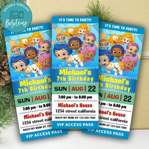 Bubble Guppies Ticket Invitation Customizable Template Instant Download