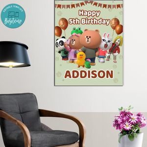 Brown And Friends Birthday Poster Digital File Printable Instant Download