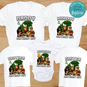 Jungle Minecrafter Family Birthday Party PNG file template