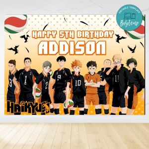 Haikyu Birthday Backdrop Digital File Template Instant Download