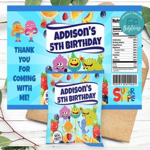 Super Simple Song Birthday Party Fruit Snack Bag Digital File Printable Instant Download
