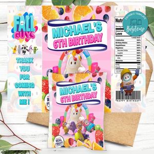 Fall Guys Birthday Party Fruit Snack Bag Digital File Printable Instant Download