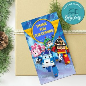 Robocar Poli Thank You Tag Customizable Template To Print At Home Instant Download