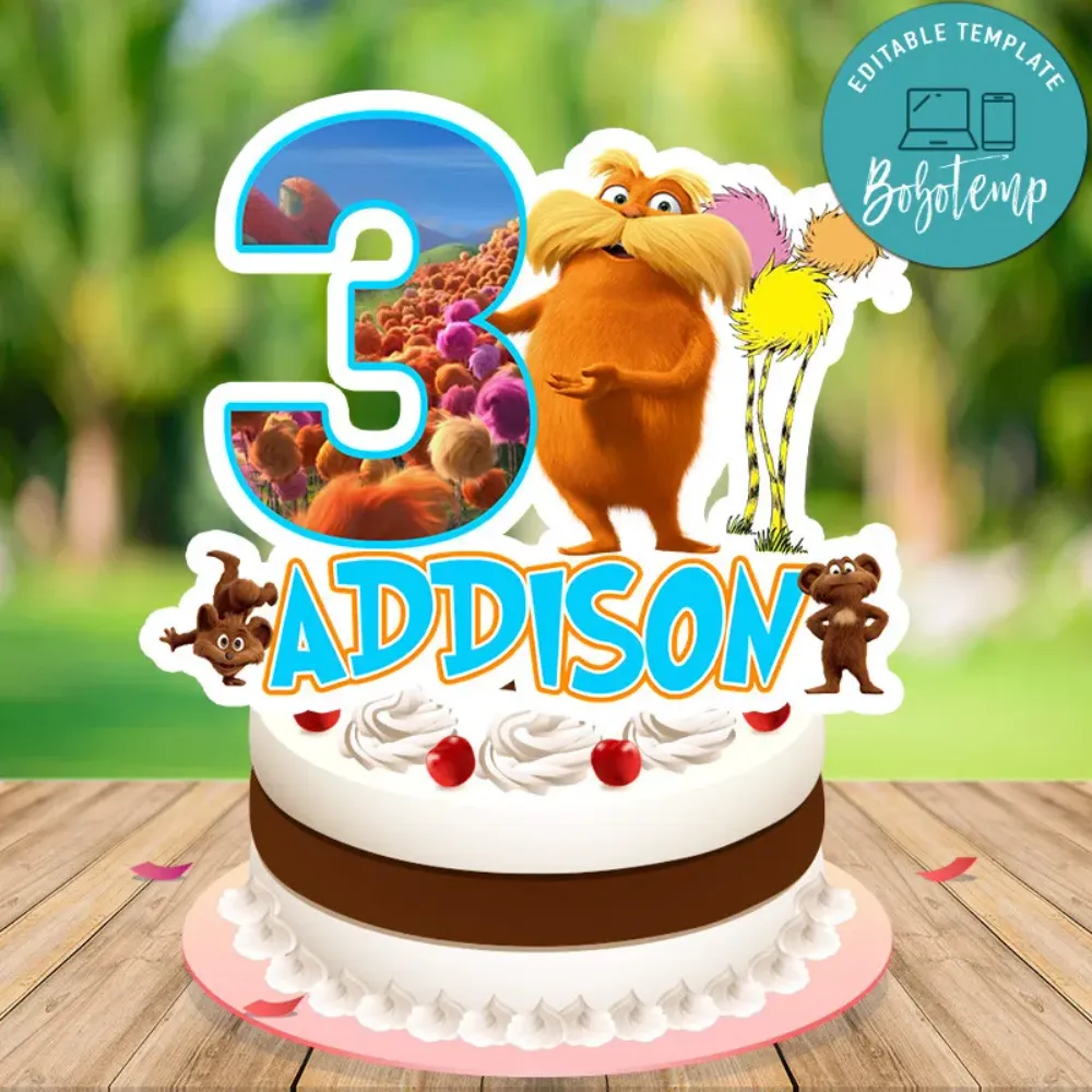 Lorax Birthday Cake Topper Template Printable | Bobotemp