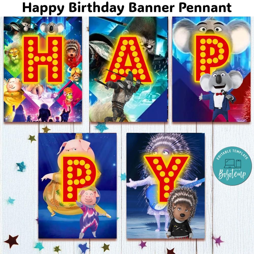 Sing 2 Banner Pennant Digital File Template | Bobotemp