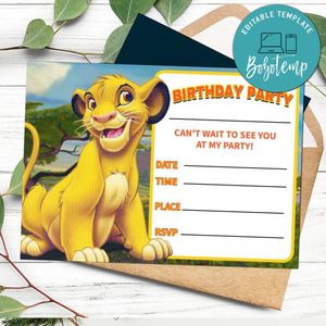 Lion king fill in blank Invitation Customizable Template to Print at Home Instant Download