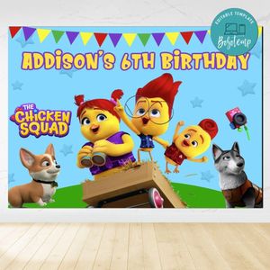 Chicken squad Birthday Backdrop Digital File Template Instant Download