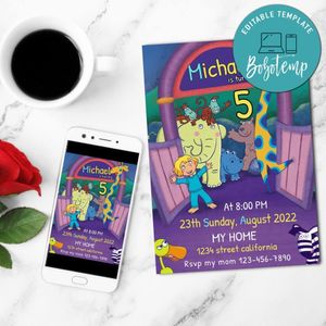 Zoo Lane Birthday Invitation Customizable Template to Print at Home Instant Download