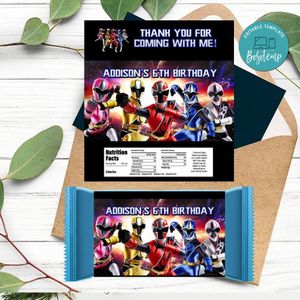 Power Ranger Candy Bar Label Customizable Template Instant Download