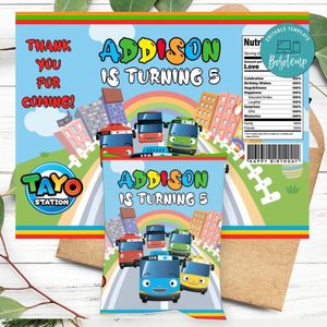 Tayo Birthday Party Chip Bag Digital File Printable Instant Download