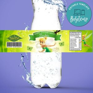 Tinkerbell Birthday Water Bottle Label Template to Print at Home Instant Download