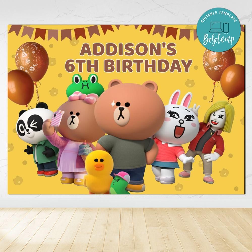 brown-and-friends-birthday-backdrop-digital-file-template-bobotemp