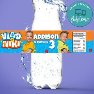 Vlad and niki Birthday Water Bottle Label Template to Print at Home Instant Download