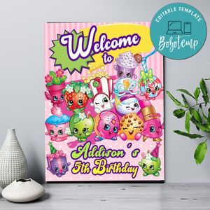 Shopkins Birthday Welcome Sign Digital File Printable Instant Download