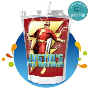 Shazam Capri Sun Birthday Labels Digital File Printable Instant Download