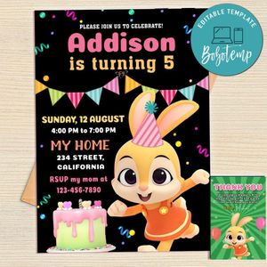 Jeni Pinkfong Invitation Template Free Thank You Card Printable