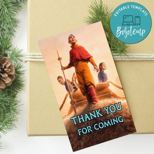 Avatar-the Last Airbender 2024 Thank You Tag Customizable Template To Print At Home Instant Download