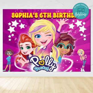 Polly Pocket Birthday Backdrop Digital File Template Instant Download