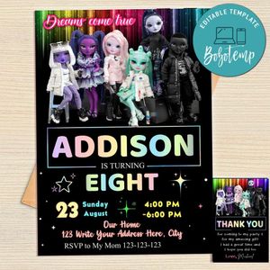 Shadow High Invitation Template Free Thank You Card Printable