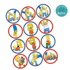 Simpson Cupcake Toppers Template Printable Instant Download