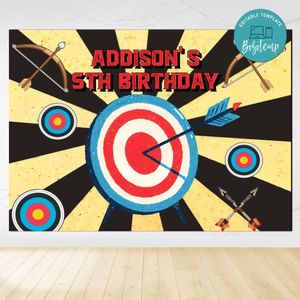 Shooting Archery Birthday Backdrop Digital File Template Instant Download