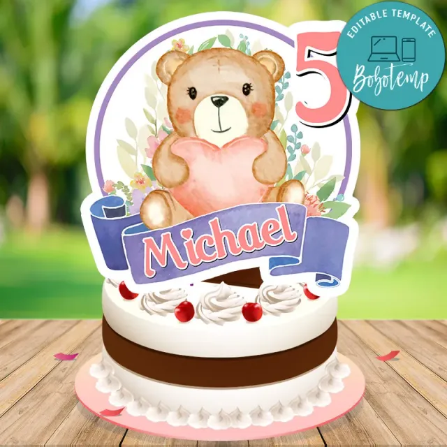 Bear Cake Topper Template Printable DIY | Bobotemp bear-cake-topper-template-printable-diy-bobotemp