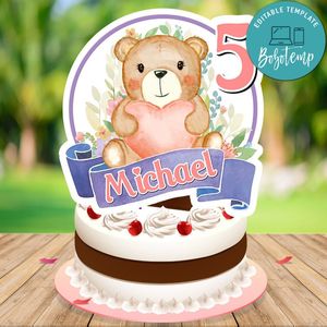 Bear Cake Topper Template Printable Instant Download