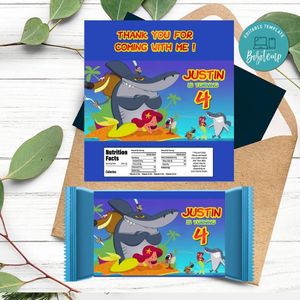 Zig & Sharko Candy Bar Label Customizable Template Instant Download