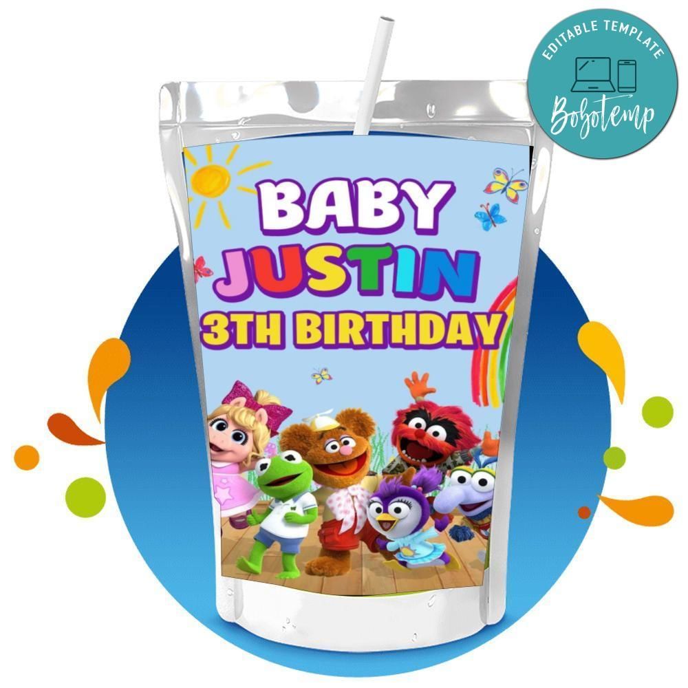 Muppet Babies Capri Sun Birthday Labels Digital File Printable Instant Download