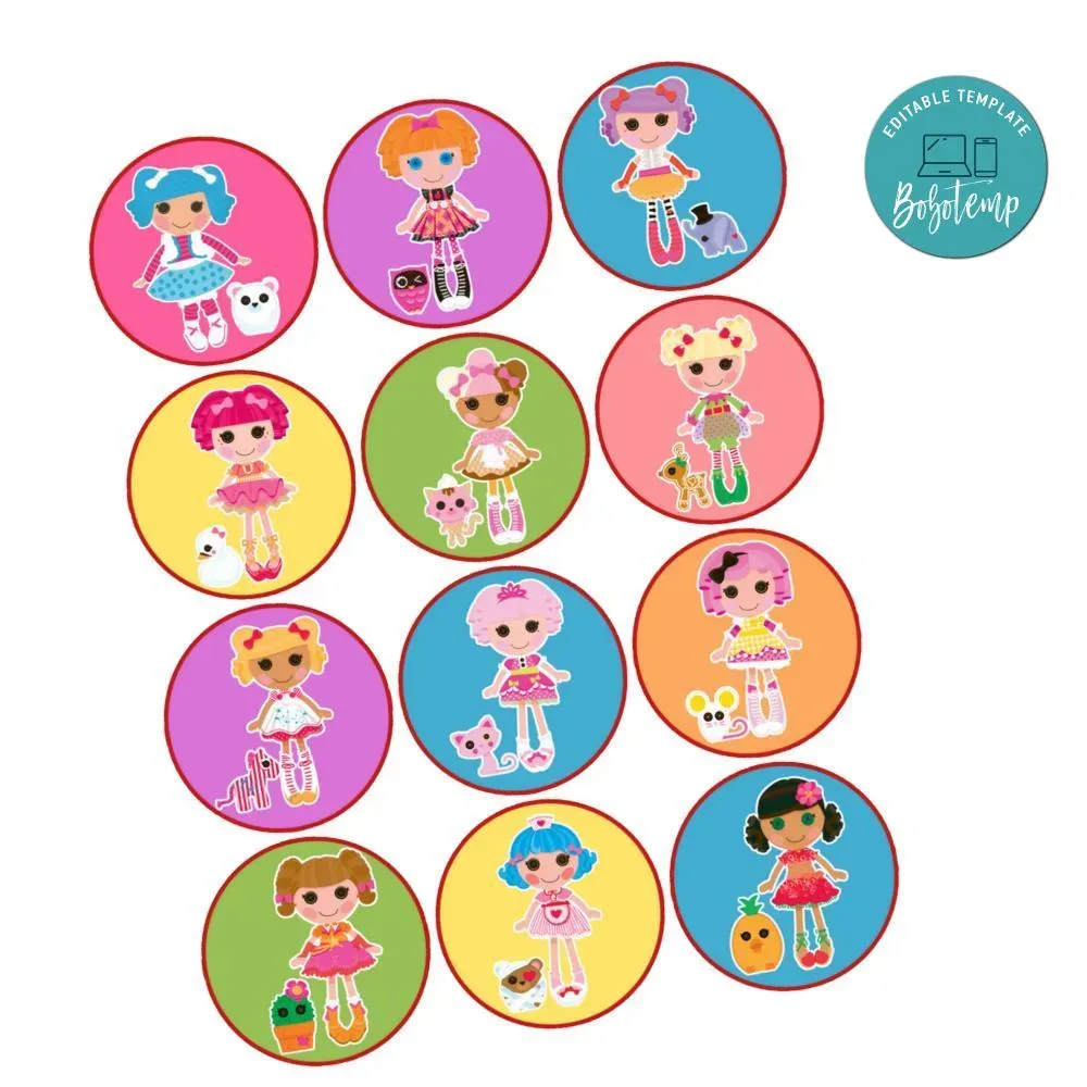 Lalaloopsy Cupcake Toppers Template Printable Instant Download | Bobotemp