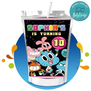 Gumball Capri Sun Birthday Labels Digital File Printable Instant Download