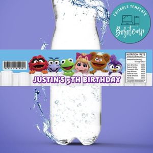 Muppet Babies Bottle Label Birthday Water Bottle Label Template to Print at Home Instant Download