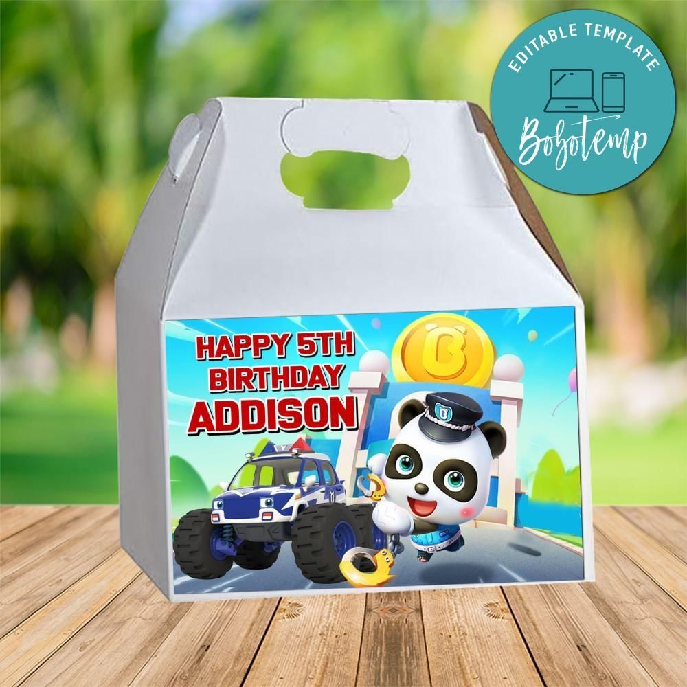 Babybus Police Gable Box Digital File Printable Instant Download