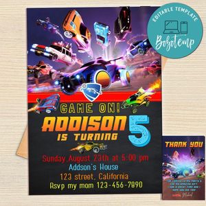 Rocket League Invitation Template Free Thank You Card Printable