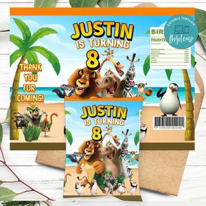 Madagascar Birthday Chip Bag Digital File Printable Instant Download