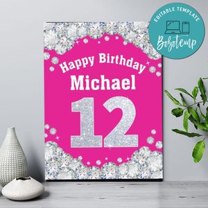Shades of pink Birthday Welcome Sign Digital File Printable Instant Download