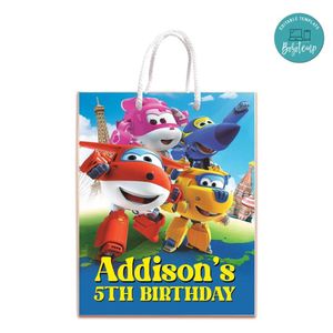 Super Wings Gift Bag Label Template Printable Instant Download