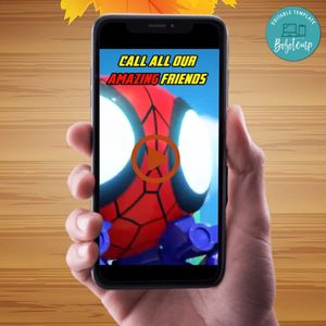 Spidey and amazing friend Birthday Video Invitation Digital Template Customizable Instant Download